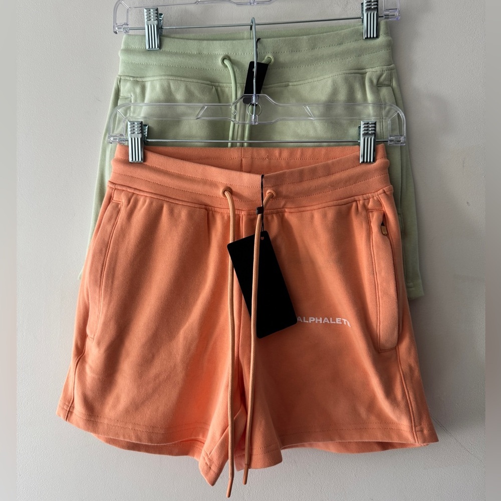 NEW!! Bundle of 2 Pairs of Alphalete Essential Core Shorts Orange and Mint Green